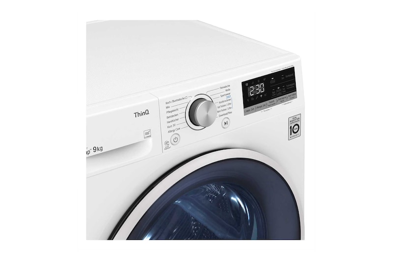 LG Trockner mit Dual Inverter Wärmepumpentechnologie & Sicherheitsglastür | Automatisch selbstreinigender Kondensator | 9 kg Fassungsvermögen | Wi-Fi-Funktion | Energieeffizienzklasse A++, V5RT9
