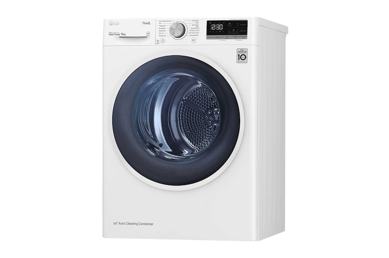 LG Trockner mit Dual Inverter Wärmepumpentechnologie & Sicherheitsglastür | Automatisch selbstreinigender Kondensator | 9 kg Fassungsvermögen | Wi-Fi-Funktion | Energieeffizienzklasse A++, V5RT9
