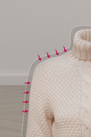 Dieser Pullover kann aufgrund der Materialzusammensetzung beim Waschen eingehen.