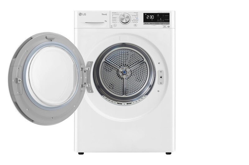 LG Trockner Weiß (C, 9 kg) mit Dual Inverter Wärmepumpentechnologie & selbstreinigendem Kondensator I V9R09TC, V9R09TC