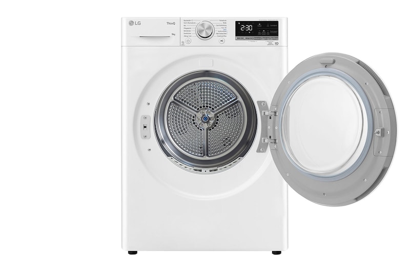 LG Trockner Weiß (C, 9 kg) mit Dual Inverter Wärmepumpentechnologie & selbstreinigendem Kondensator I V9R09TC, V9R09TC