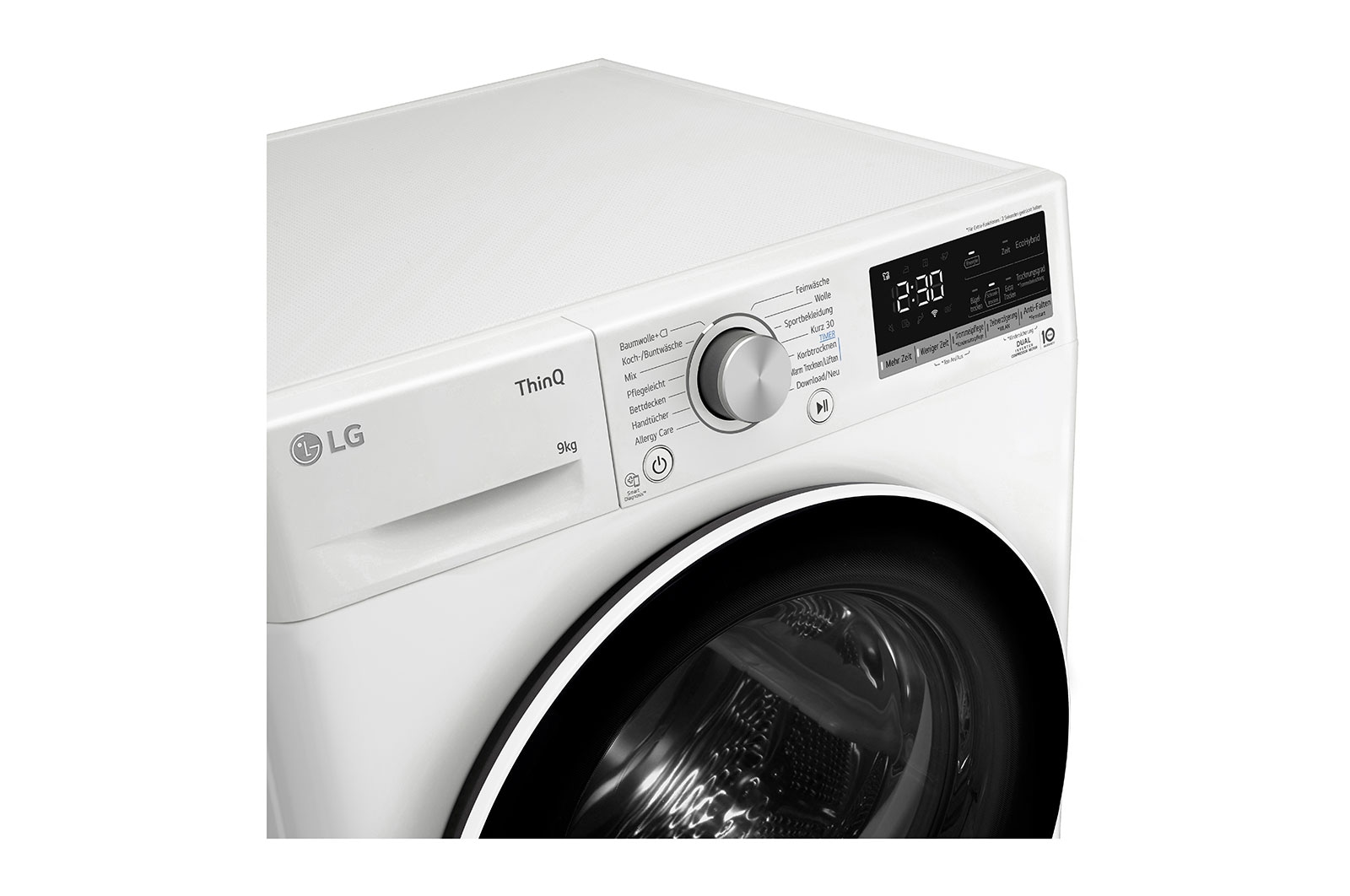 LG Trockner Weiß (C, 9 kg) mit Dual Inverter Wärmepumpentechnologie & selbstreinigendem Kondensator I V9R09TC, V9R09TC