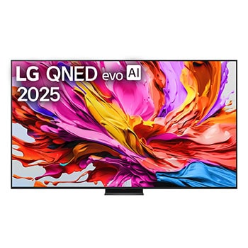 Frontansicht des 100 Zoll LG QNED evo AI QNED86 MiniLED 4K Smart TV 100QNED86A6