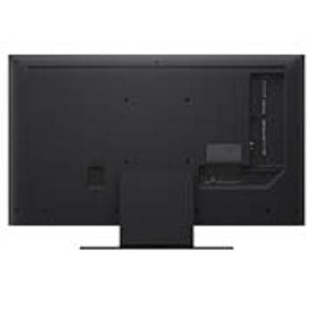 Ein Mädchen und ein Hund sitzen vor einem LG QNED-Fernseher, der an einer Wand montiert ist und drei Elefanten zeigt, die über einer LG Soundbar nach außen laufen. Der Titel spricht davon, dass jede Aktion auf einem großen Bildschirm noch spannender ist.