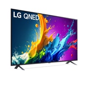 Leicht abgewinkelte Seitenansicht des LG QNED TV, QNED80