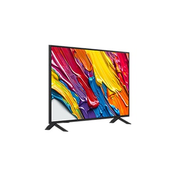 Leicht abgewinkelte Seitenansicht des LG QNED evo TV von rechts