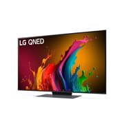 Leicht abgewinkelte Seitenansicht des LG QNED TV, QNED85