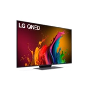 Leicht abgewinkelte Seitenansicht des LG QNED TV, QNED85