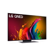 Leicht abgewinkelte Seitenansicht des LG QNED TV, QNED85