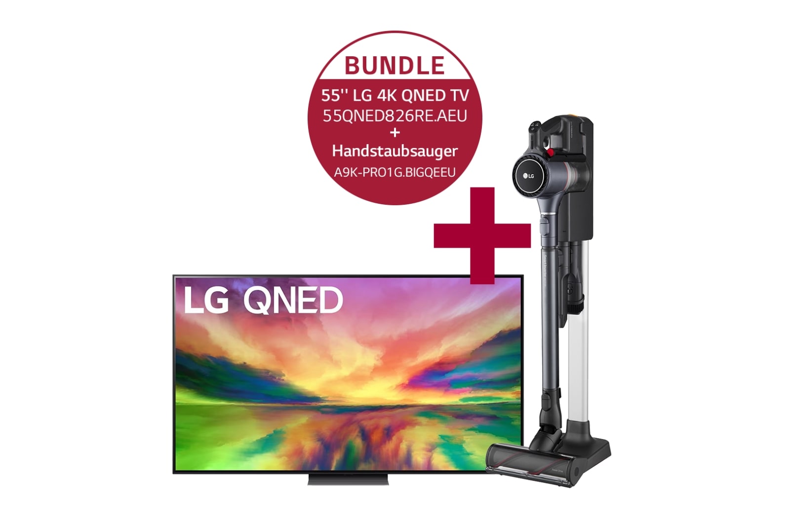 LG 55QNED826RE 55'' LG 4K QNED TV QNED82 & A9K-PRO1G Handstaubsauger mit zwei Akkus I Iron Grey I LG CordZero® A9K-PRO1G, 55QNED826RE.A9KPRO1