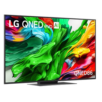 Rechts abgewinkelte Seitenansicht des LG QNED evo TV von rechts