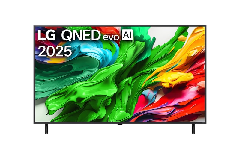 Vorderseite von 55 Zoll LG QNED evo AI QNED85 MiniLED 4K Smart TV 55QNED85A6C