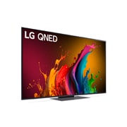 Leicht abgewinkelte Seitenansicht des LG QNED TV, QNED85