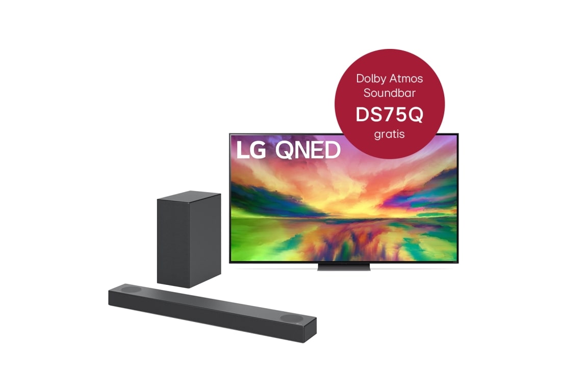 LG 65'' LG 4K QNED TV 65QNED826RE & DS75Q 3.1.2 Dolby Atmos® Soundbar mit 380 Watt | kabelloser Subwoofer, 65QNED826RE.DS75Q