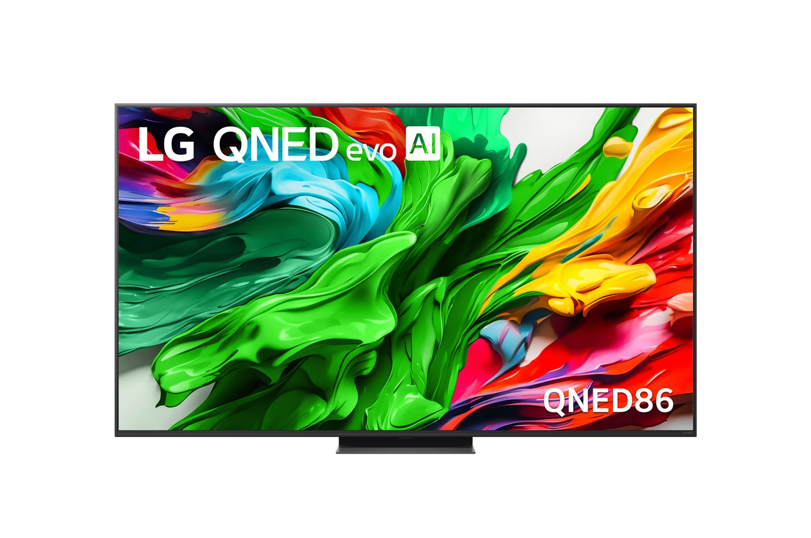 Frontansicht des 65 Zoll LG QNED evo AI QNED86 MiniLED 4K Smart TV 65QNED86A6A