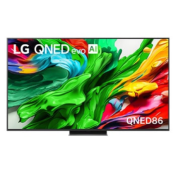 Frontansicht des 65 Zoll LG QNED evo AI QNED86 MiniLED 4K Smart TV 65QNED86A6A