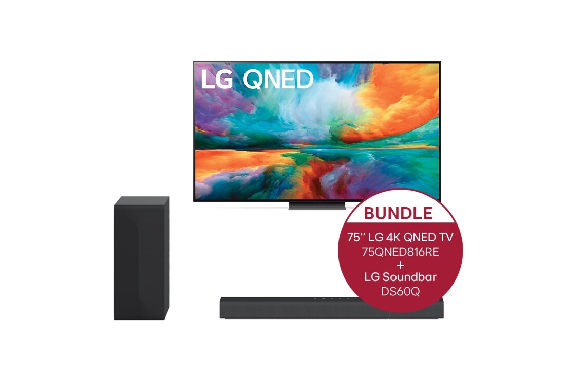 75 Zoll LG 4K QNED TV 75QNED816RE und LG Soundbar DS60Q Bundle