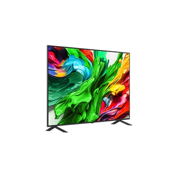 Leicht abgewinkelte Seitenansicht des LG QNED evo TV von rechts