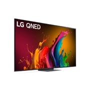 Leicht abgewinkelte Seitenansicht des LG QNED TV, QNED85