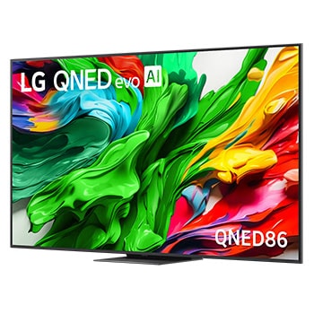 Leicht abgewinkelte Seitenansicht des LG QNED evo TV von rechts