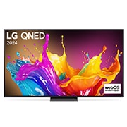 Ansicht der Vorderseite des LG QNED TV, QNED85 mit Text LG QNED und 2024 auf dem Bildschirm