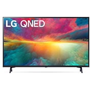 Ansicht der Vorderseite des LG QNED TV, 43QNED776RB mit Text LG QNED und 2024 auf dem Bildschirm