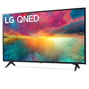 Leicht abgewinkelte Seitenansicht des LG QNED TV, 43QNED776RB