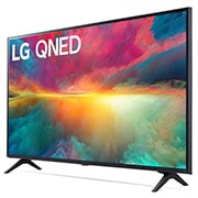 Leicht abgewinkelte Seitenansicht des LG QNED TV, 43QNED776RB