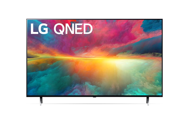 Ansicht der Vorderseite des LG QNED TV, 50QNED776RB mit Text LG QNED und 2024 auf dem Bildschirm