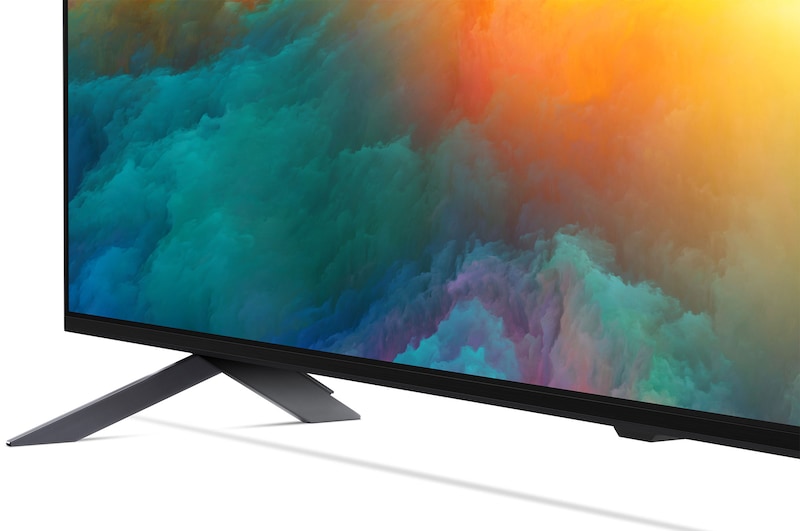 Nahaufnahme der Oberkante des LG QNED TV, 43QNED776RB