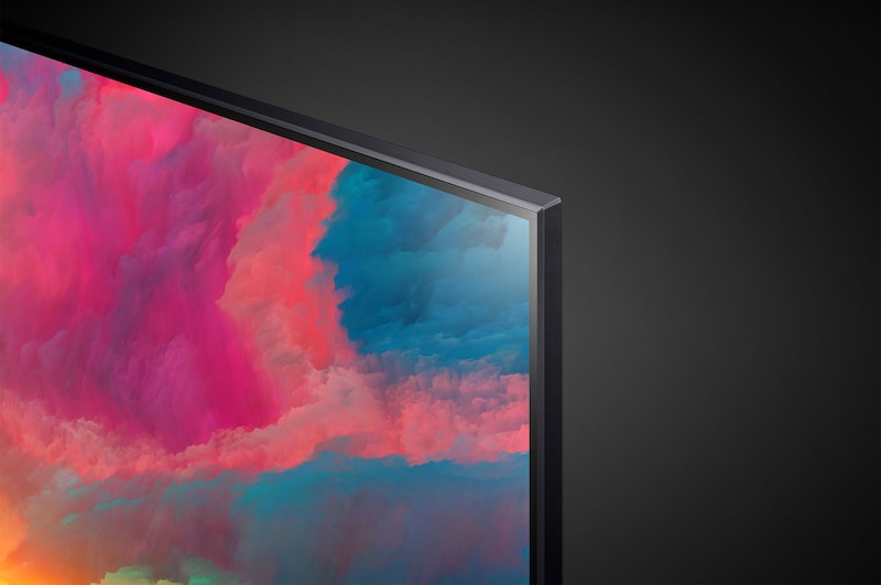 Nahaufnahme der Oberkante des LG QNED TV, 43QNED776RB