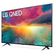 Leicht abgewinkelte Seitenansicht des LG QNED TV, 43QNED776RB