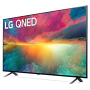 Leicht abgewinkelte Seitenansicht des LG QNED TV, 43QNED776RB