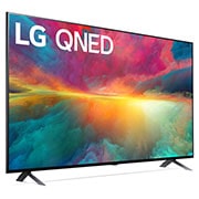 Leicht abgewinkelte Seitenansicht des LG QNED TV, 43QNED776RB