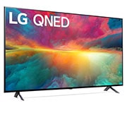 Leicht abgewinkelte Seitenansicht des LG QNED TV, 43QNED776RB