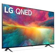 Leicht abgewinkelte Seitenansicht des LG QNED TV, 65QNED776RB