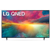 Ansicht der Vorderseite des LG QNED TV, 75QNED776RB mit Text LG QNED und 2024 auf dem Bildschirm