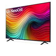 Leicht abgewinkelte Seitenansicht des LG NanoCell-Fernsehers, NANO80