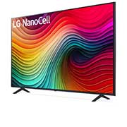 Leicht abgewinkelte Seitenansicht des LG NanoCell-Fernsehers, NANO80