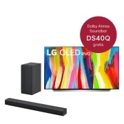 LG 48'' LG 4K OLED evo TV C2 OLED48C27LA & DS40Q 2.1 Soundbar mit 300 Watt | kabelloser Subwoofer, OLED48C27LA.DS40Q