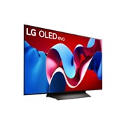 Nach rechts gerichtete Seitenansicht des LG OLED evo TV C4