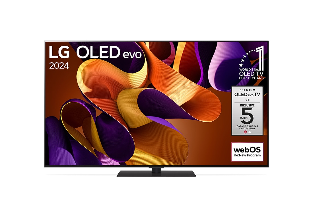 Left-facing side view of LG OLED evo TV, OLED G4 on the wall