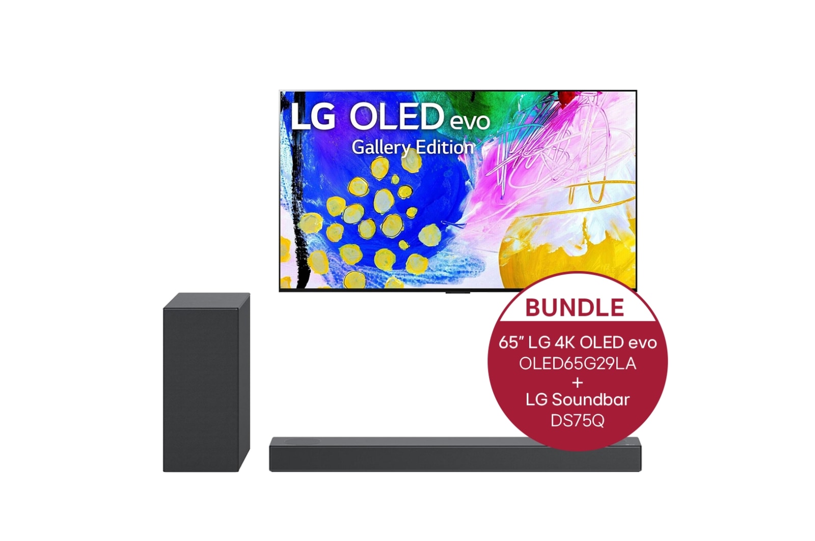 LG 65'' LG 4K OLED evo TV G2 & 3.1.2 Dolby Atmos® Soundbar mit 380 Watt | kabelloser Subwoofer, OLED65G29LA.DS75Q