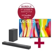 LG 77'' LG 4K OLED evo TV C2 OLED77C27LA & DS75Q 3.1.2 Dolby Atmos® Soundbar mit 380 Watt | kabelloser Subwoofer, OLED77C27LA.DS75Q