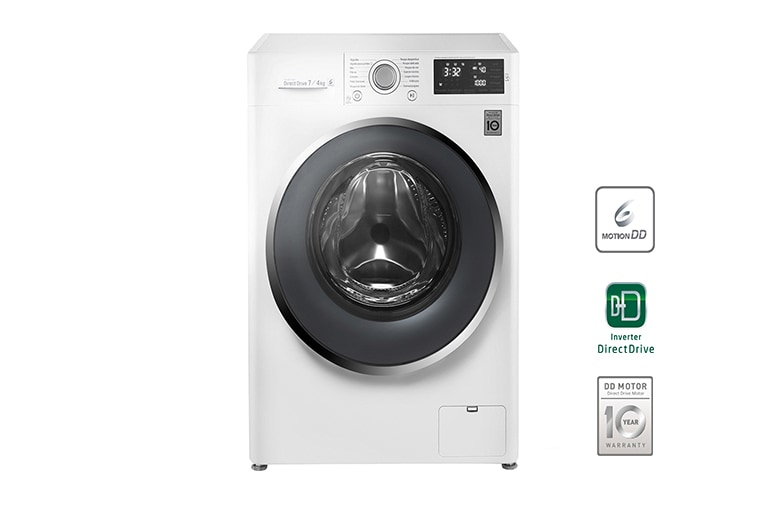 LG Waschtrockner mit 6 Motion Direct Drive™-Technologie. 7 kg Waschen / 4 kg Trocknen bei nur 45 cm Gerätetiefe., F12U2HDM1NH