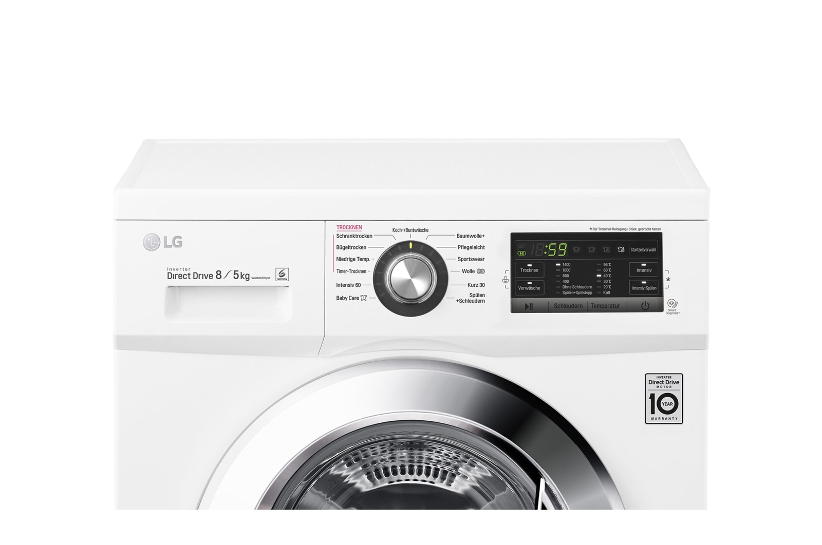 LG Waschtrockner mit 6 Motion DirectDrive™-Technologie | Energieeffizienzklasse* A | 8 kg Waschen / 5 kg Trocknen, F14G6TDM2NH