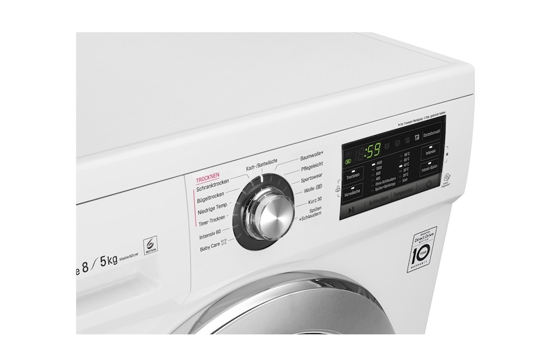 LG Waschtrockner mit 6 Motion DirectDrive™-Technologie | Energieeffizienzklasse* A | 8 kg Waschen / 5 kg Trocknen, F14G6TDM2NH