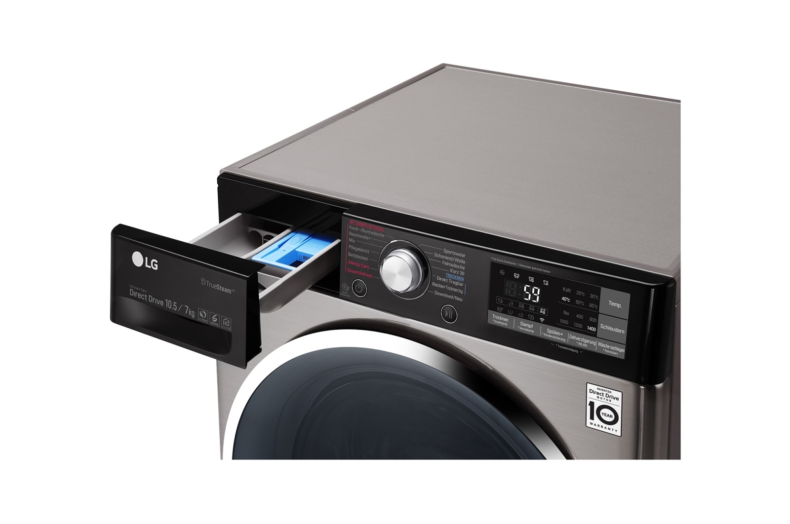 LG Waschtrockner | Serie 9 | 10,5 kg Waschen | 7 kg Trocknen | TrueSteam™ | Inverter DirectDrive™ | SmartThinQ™  , F14WD107TH6