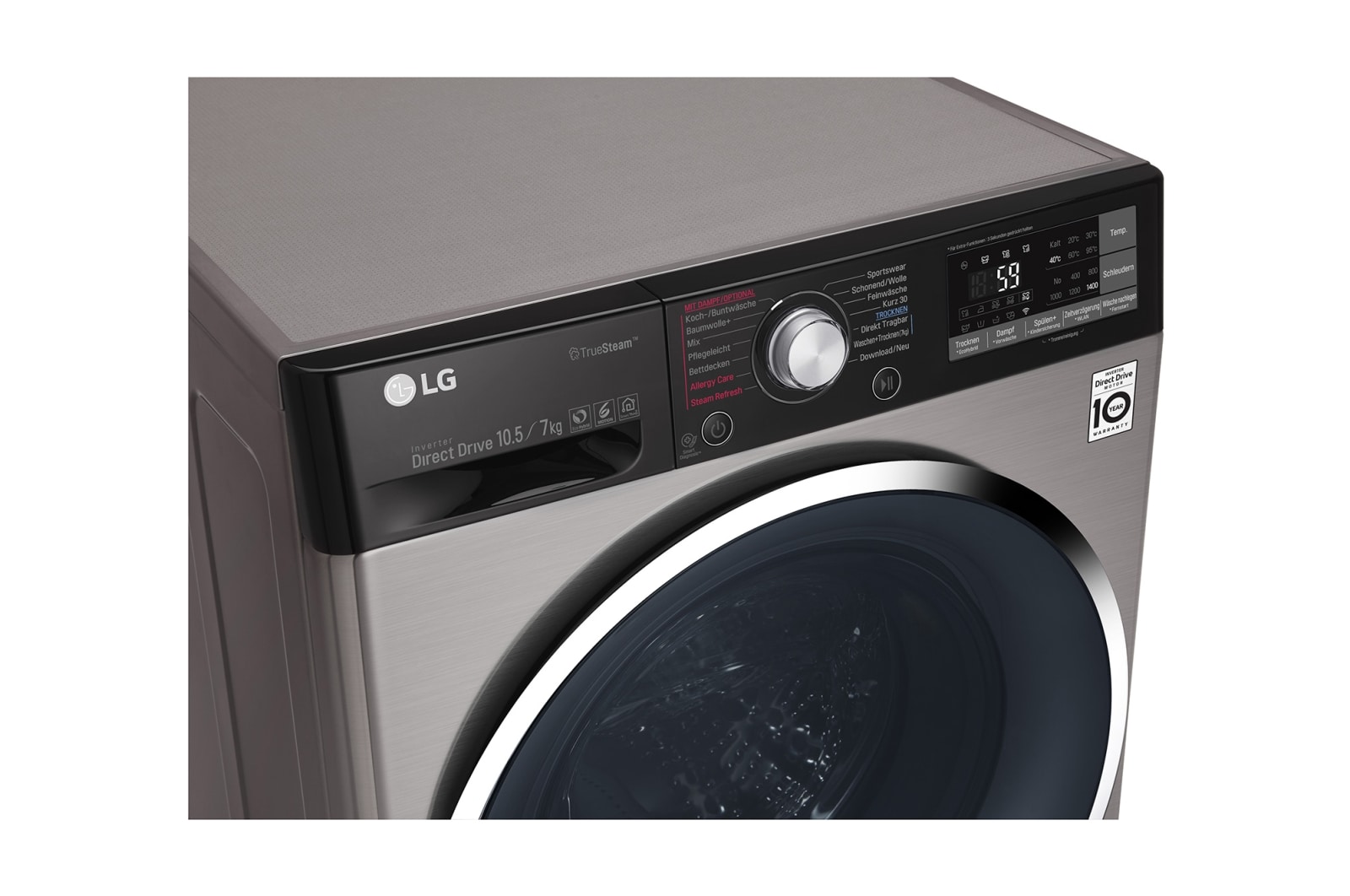 LG Waschtrockner | Serie 9 | 10,5 kg Waschen | 7 kg Trocknen | TrueSteam™ | Inverter DirectDrive™ | SmartThinQ™  , F14WD107TH6
