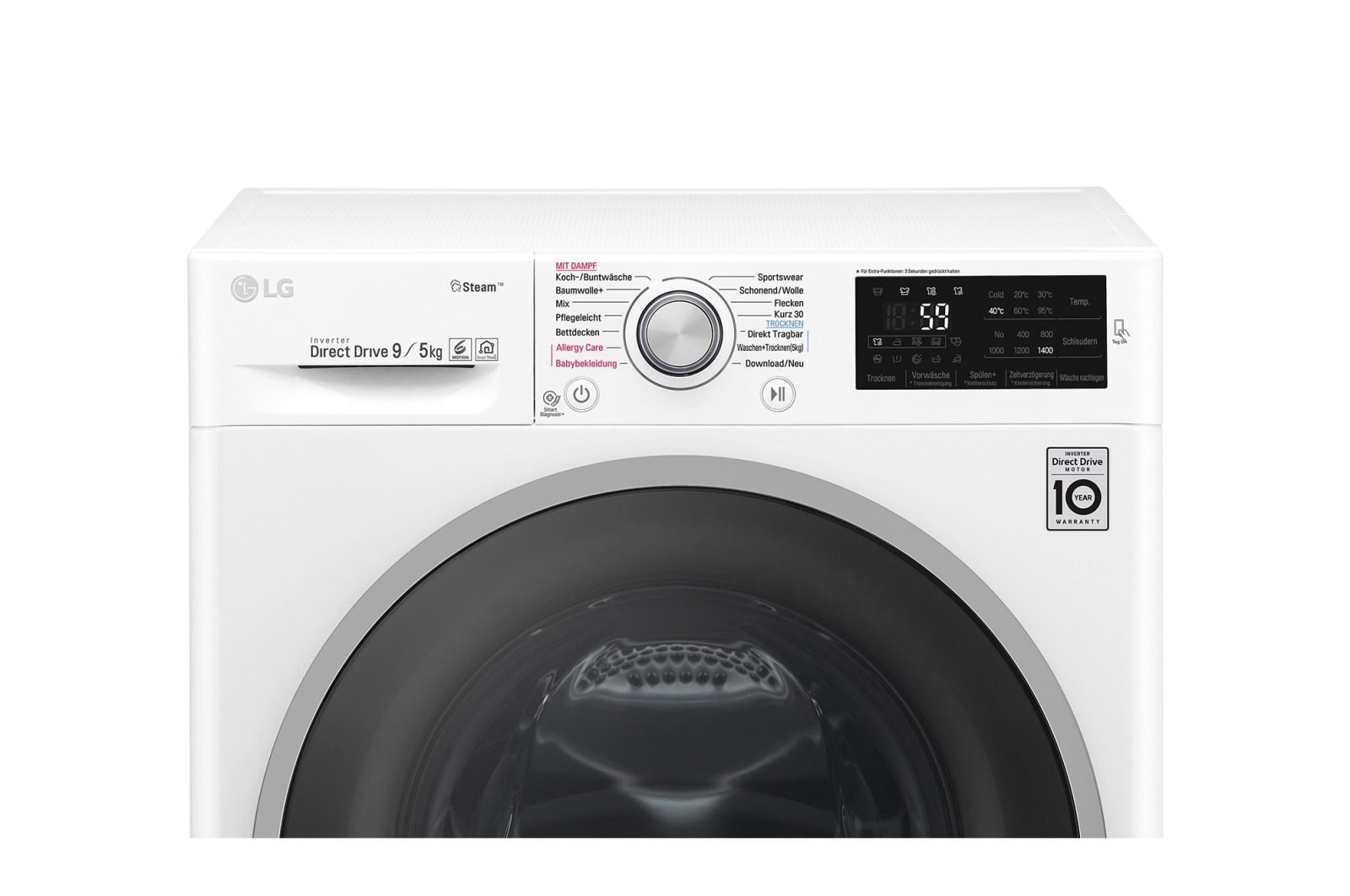LG Waschtrockner 9 KG Waschen / 5 KG Trocknen |  Steam Funktion | NFC Funktion, F14WD95TS1